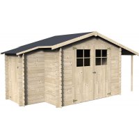 Casetta in legno TALCY da esterno 4,39 x 2,34 x h 2,10 m, con veranda e legnaia