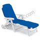 Lettino in Resina chiudibile bianco con telo blu Smeraldo TEX - SCAB