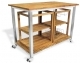 Isola di Lavoro in Teak, Con Dispenser per Stoviglie e Accessori, Con Ruote, Mod. Hollywood