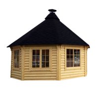 Casetta in legno NEFELE da giardino Ø 5,1 x h 3,8 m con barbecue