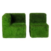 Poltrona ad angolo e sedia GREEN rivestite con erba sintetica