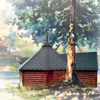Casetta in legno GIUNO da giardino 4,5 x 6,3 x h 3,6 m con barbecue