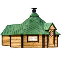 Casetta in legno DEMETRA da esterno 7,5 x 5,1 x h 3,6 m con barbecue e sauna