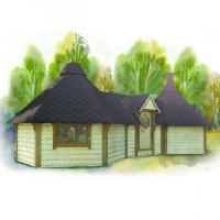 Casetta in legno CIBELE da esterno 9,3 x 4,4 x h 3,2 m con barbecue