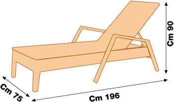 Lettino Chaise Longue 193 con braccioli in rattan sintetico e alluminio
