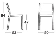 Dimensioni sedia KATE by Scab