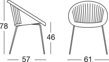 Dimensioni poltrona GIULIA in telaio verniciato