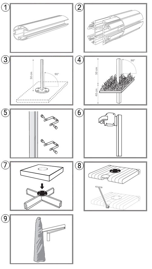 Accessori per ombrelloni paraflex umbrosa