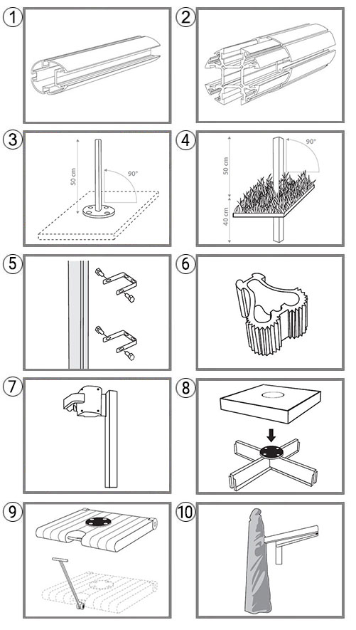 Accessori per ombrelloni paraflex umbrosa