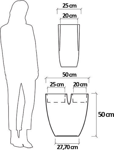 Dimensioni Fioriera da esterno in resina SABINA