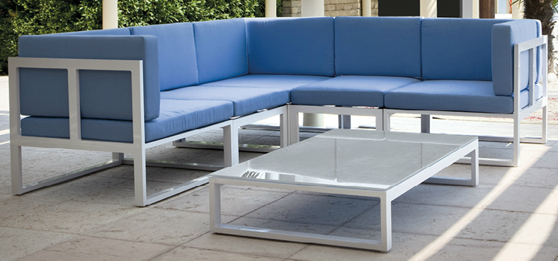 Set salotto componibile in alluminio HOLIDAY con cuscini 