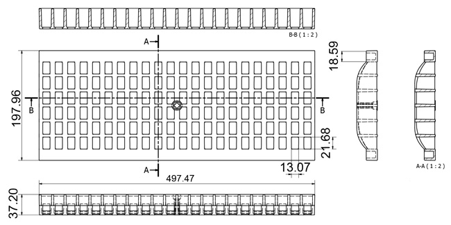 Disegni tecnici griglia EXTRA STRONG per canaletta in PP