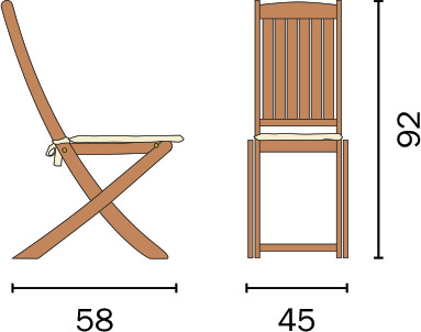 Dimensioni Sedia pieghevole in legno di Acacia SIVIGLIA senza braccioli