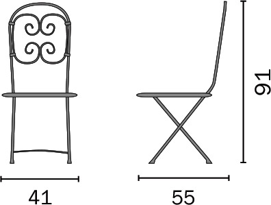 Dimensioni Sedia pieghevole in ferro ORTA