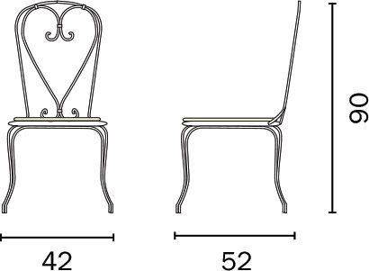 Dimensioni Sedia da giardino in ferro SIRMIONE, impilabile