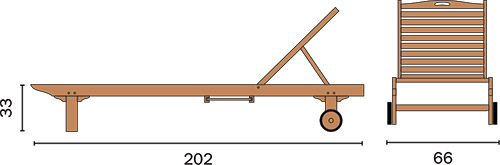 Dimensioni Lettino prendisole in legno Teak SALINA