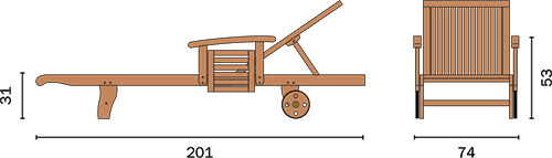 Dimensioni Lettino prendisole in legno di acacia SIVIGLIA Dimensioni Lettino prendisole in legno di acacia SIVIGLIA