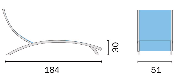 Dimensioni Lettino prendisole in alluminio ONDA