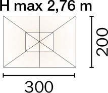 Dimensioni Ombrellone rettangolare DELUX 3x2 m in legno, con doppia carrucola