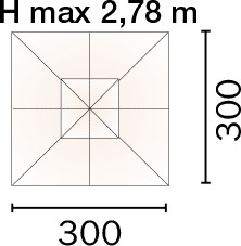 Dimensioni Ombrellone quadrato DELUX 3x3 m in legno, con doppia carrucola