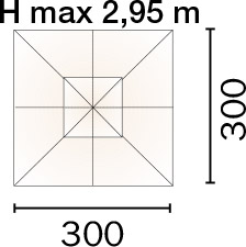 Dimensioni Ombrellone quadrato TOLOSA 3 x 3 m in legno, a baionetta