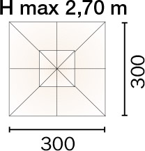 Dimensioni Ombrellone quadrato LISBONA 3x3 m in alluminio, a manovella