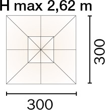 Ombrellone quadrato PARIGI 3 x 3 m in alluminio con LED, a manovella