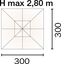 Dimensioni Ombrellone quadrato LISBONA 3x3 m in alluminio, a manovella