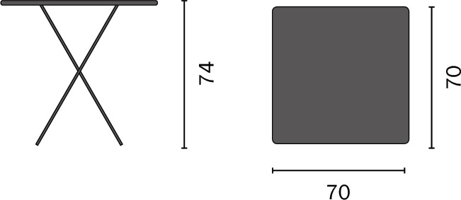 Dimensioni Tavolo quadrato da esterno ARIZONA 70x70 cm in ferro pieghevole