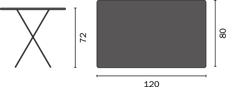 Dimensioni Tavolo rettangolare da esterno ARIZONA 120x80 cm in ferro pieghevole