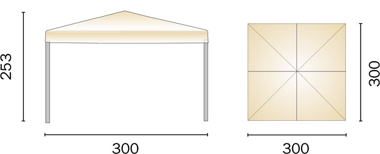 Dimensioni Gazebo in ferro quadrato PORTA 3x3 m