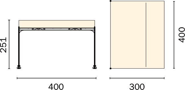 Dimensioni Pergola a parete in ferro 4 x 3 m