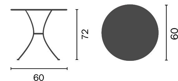 Dimensioni Tavolo in ferro rotondo BAVIERAÂ Ã˜ 60 x h72 cm