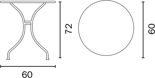 Dimensioni Tavolo in ferro rotondo BAVIERAÂ Ã˜ 90 x h74 cm