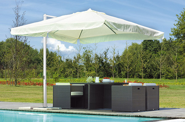 Ombrellone quadrato ZANTE 3 x 3 m in alluminio, a manovella