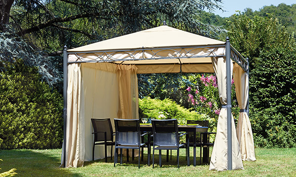 Gazebo da giardino in ferro PESARO quadrato 3 x 3 m