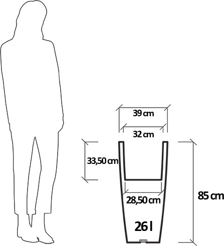Dimensioni Vaso luminoso da giardino in polietilene HYDRUS