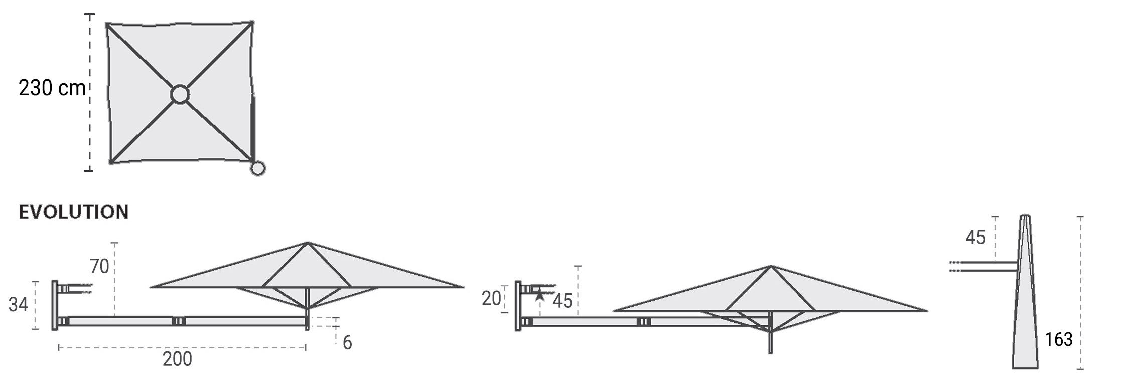 Dimensioni ombrellone da giardino PARAFLEX 