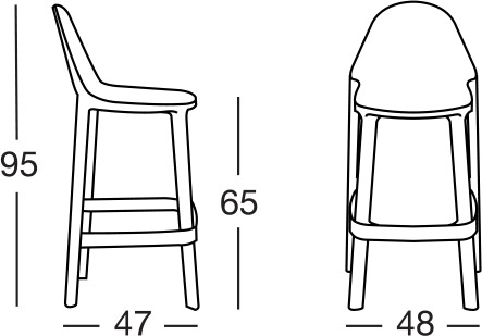 Dimensioni sgabello PIU' by Scab