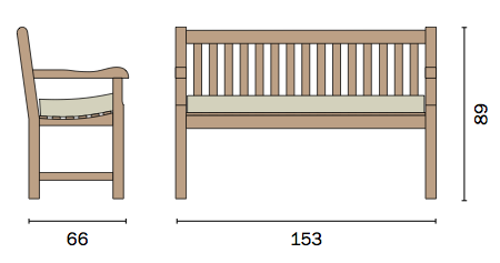 Dimensioni Panca in legno di acacia SIVIGLIA a 3 posti 