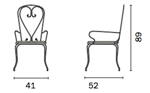 Dimensioni Sedia da esterno in ferro STRESA con braccioli
