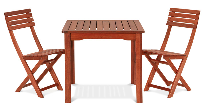 Sedia pieghevole in legno di keruing GERANIO e tavolo RIBES