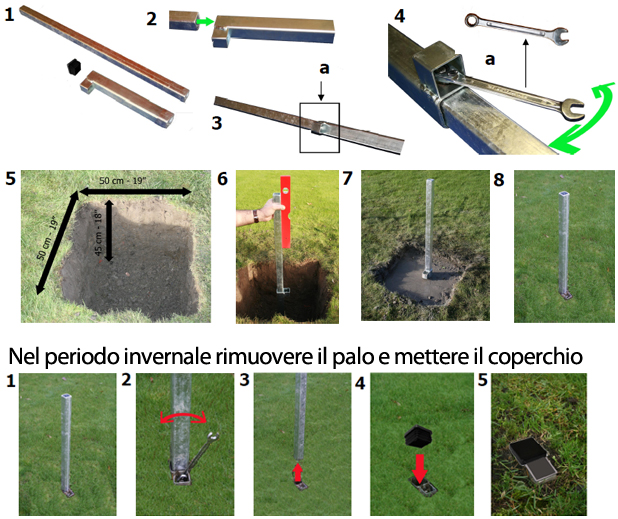 Palo per fissaggio Ombrellone PARAFLEX- ancoraggio cemento