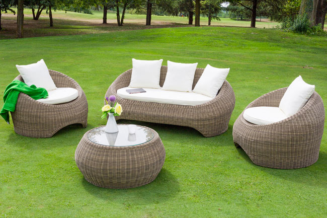 Salotto da giardino in wicker BARCELLONA