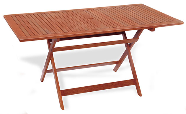 Tavolo pieghevole in legno keruing CAPRIFOGLIO, rettangolare
