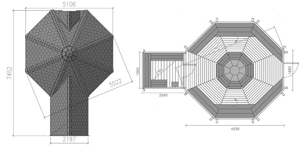 dimensioni casetta Demetra con barbecue e sauna