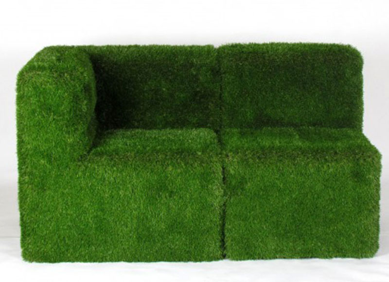 poltrona ad angolo & sedia green rivestite in erba sintetica