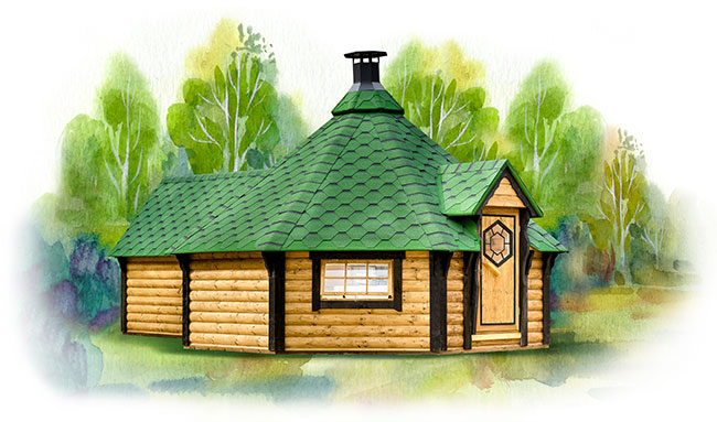 casetta in legno con barbecue e sauna DEMETRA