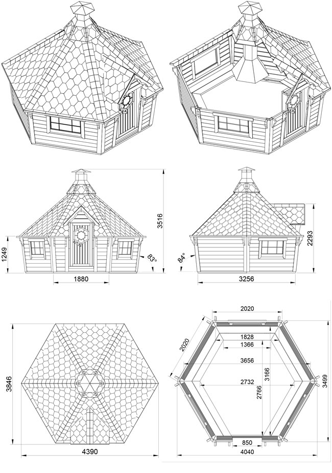 dimensione casetta in legno TICHE