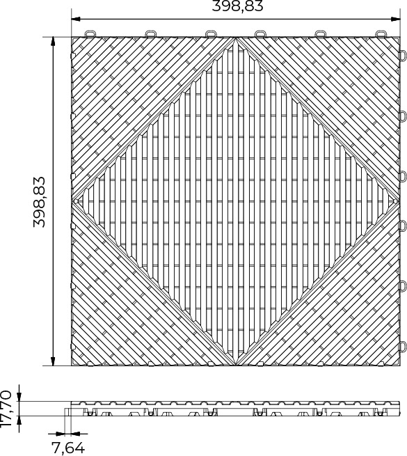 Dimensioni Mattonella drenante in PVC ad incastro 40x40 cm